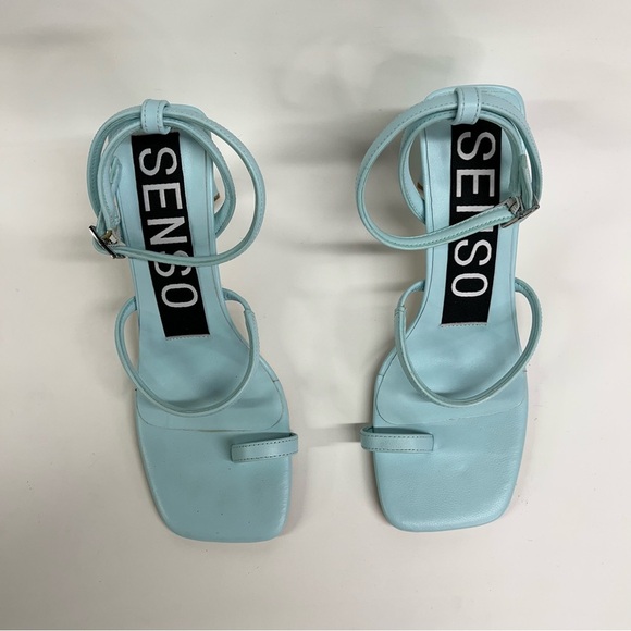 SENSO 7.5 Kendall II Sandals square toe ankle wrap buckle triangle heel - Picture 6 of 14